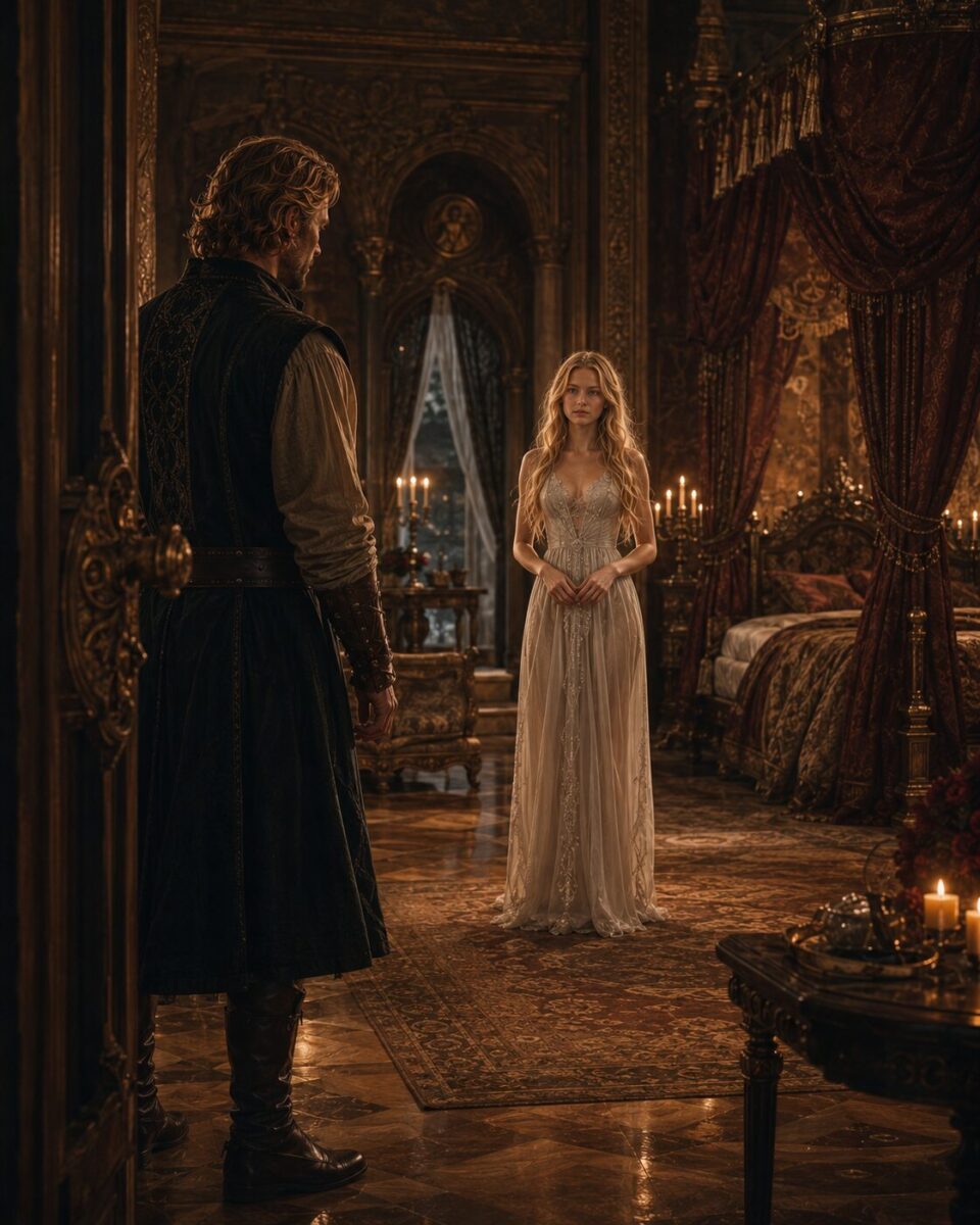 Lili and King Mark alone in a private chamber