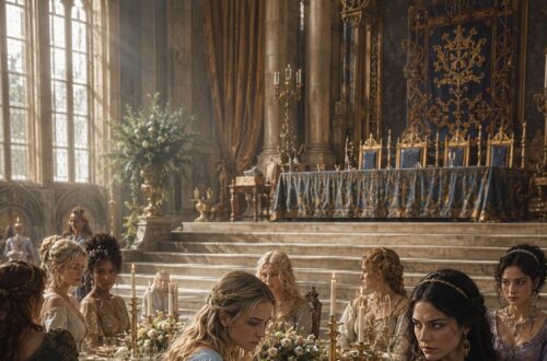 Intimate moment between Lili and King Mark in the royal bedroom