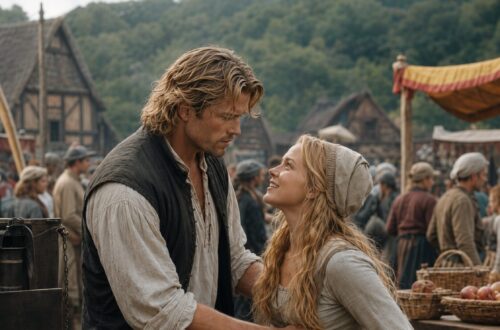 Lili and King Mark together outside the castle walls