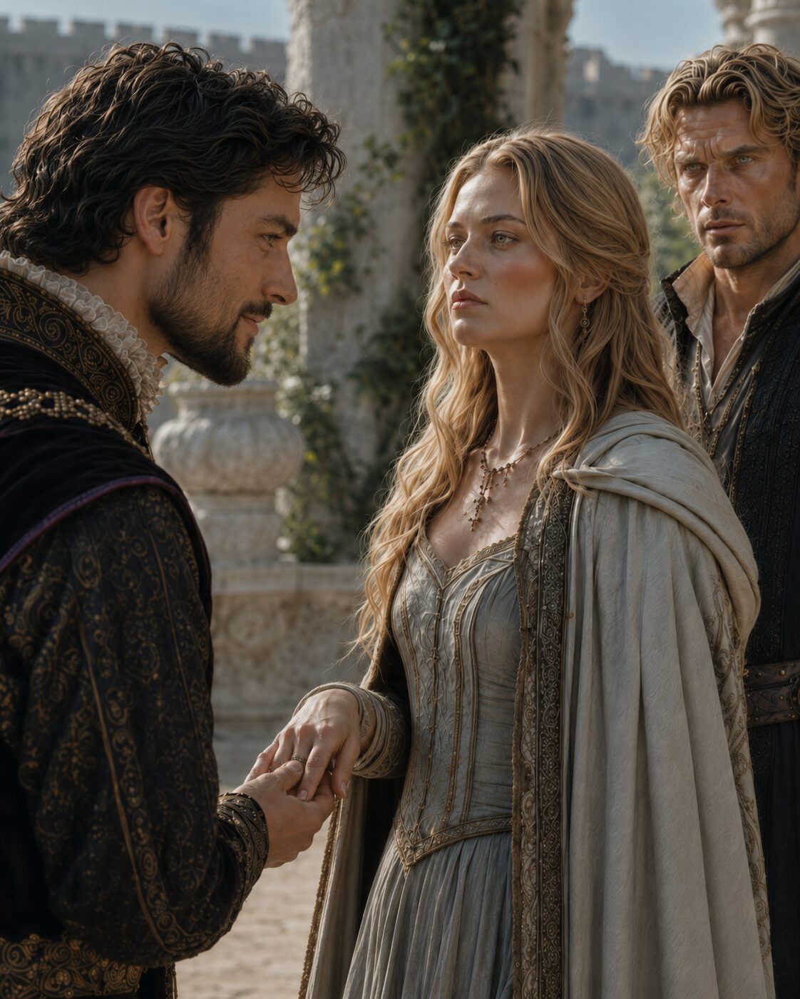 Lili holding hands with a dark-haired man