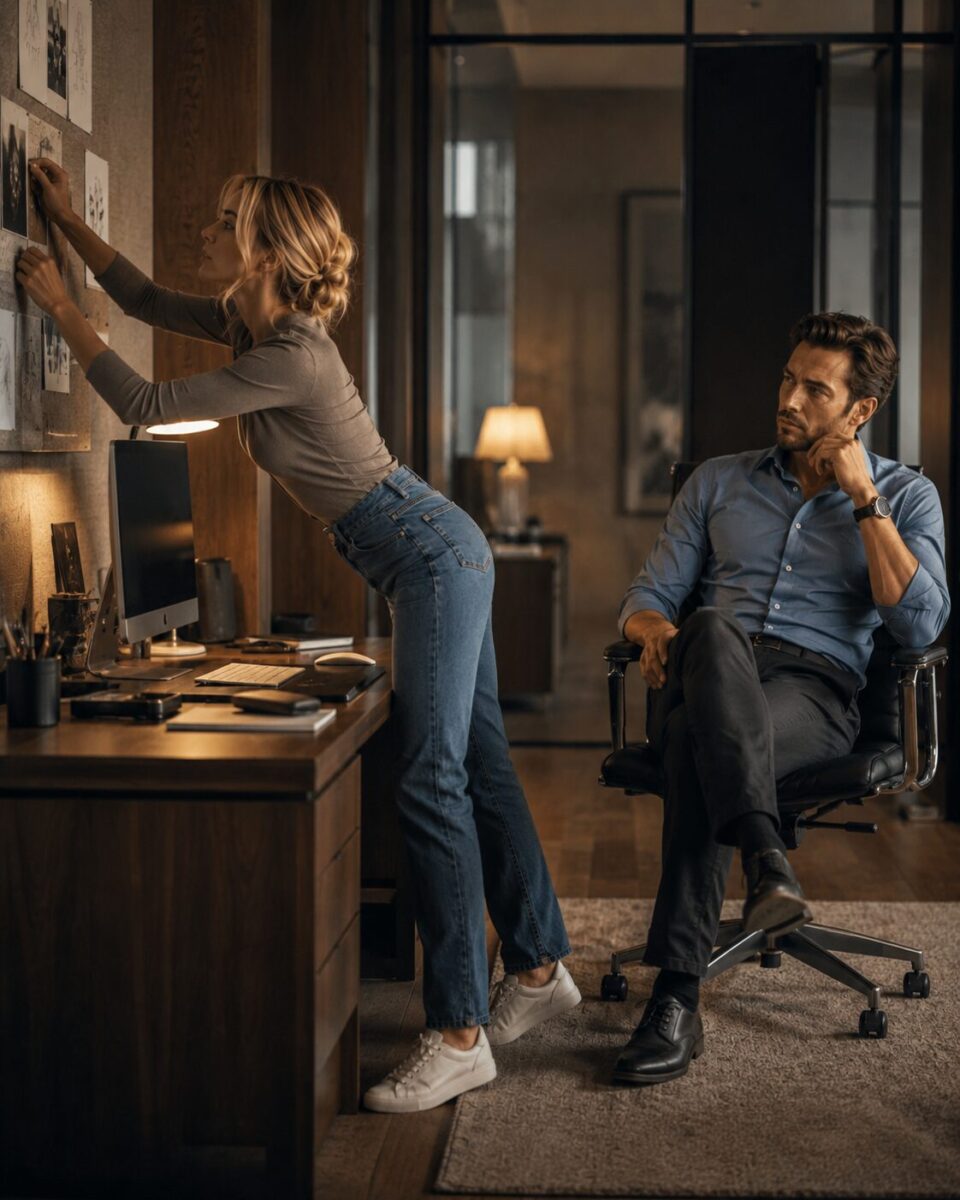 Lucia and Lucas face each other in the office as their growing attraction becomes increasingly difficult to hide.