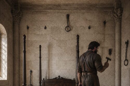 Craftsman installs iron restraints around Nirella’s bed, Alexandra Veľká